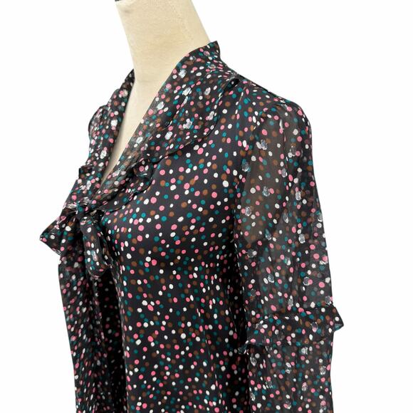 Diane von Furstenberg Amalie Confetti Tie V-Neck Ruffle Long Sleeves Mini Dress - Picture 7 of 13